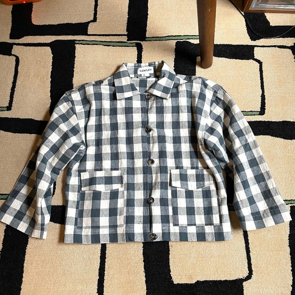 Cawley Black & White Gingham Button-Front Jean Jacket, Size S